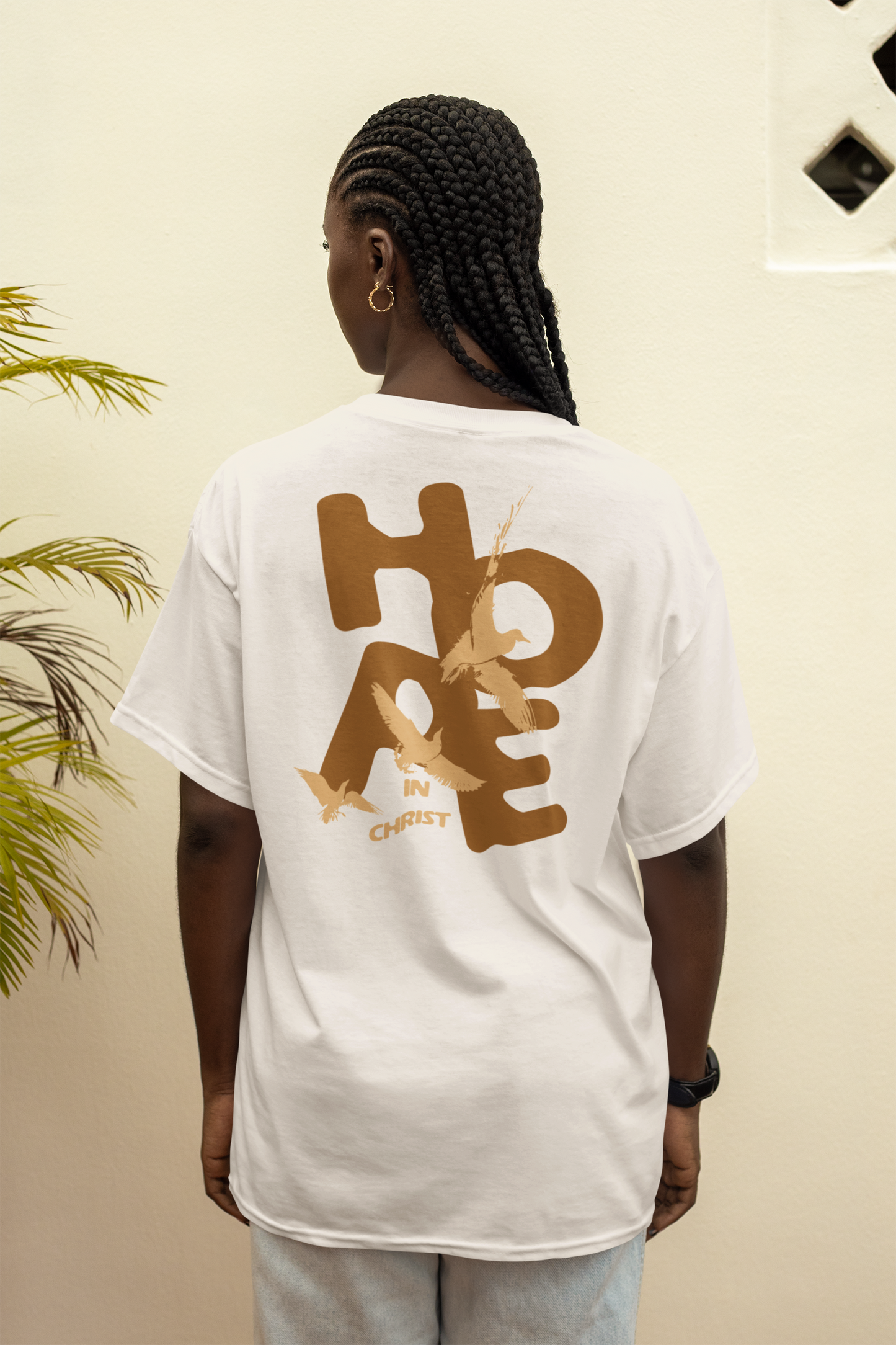 Oversized Faded Bone T-Shirt – "Hope in Christ" Edition