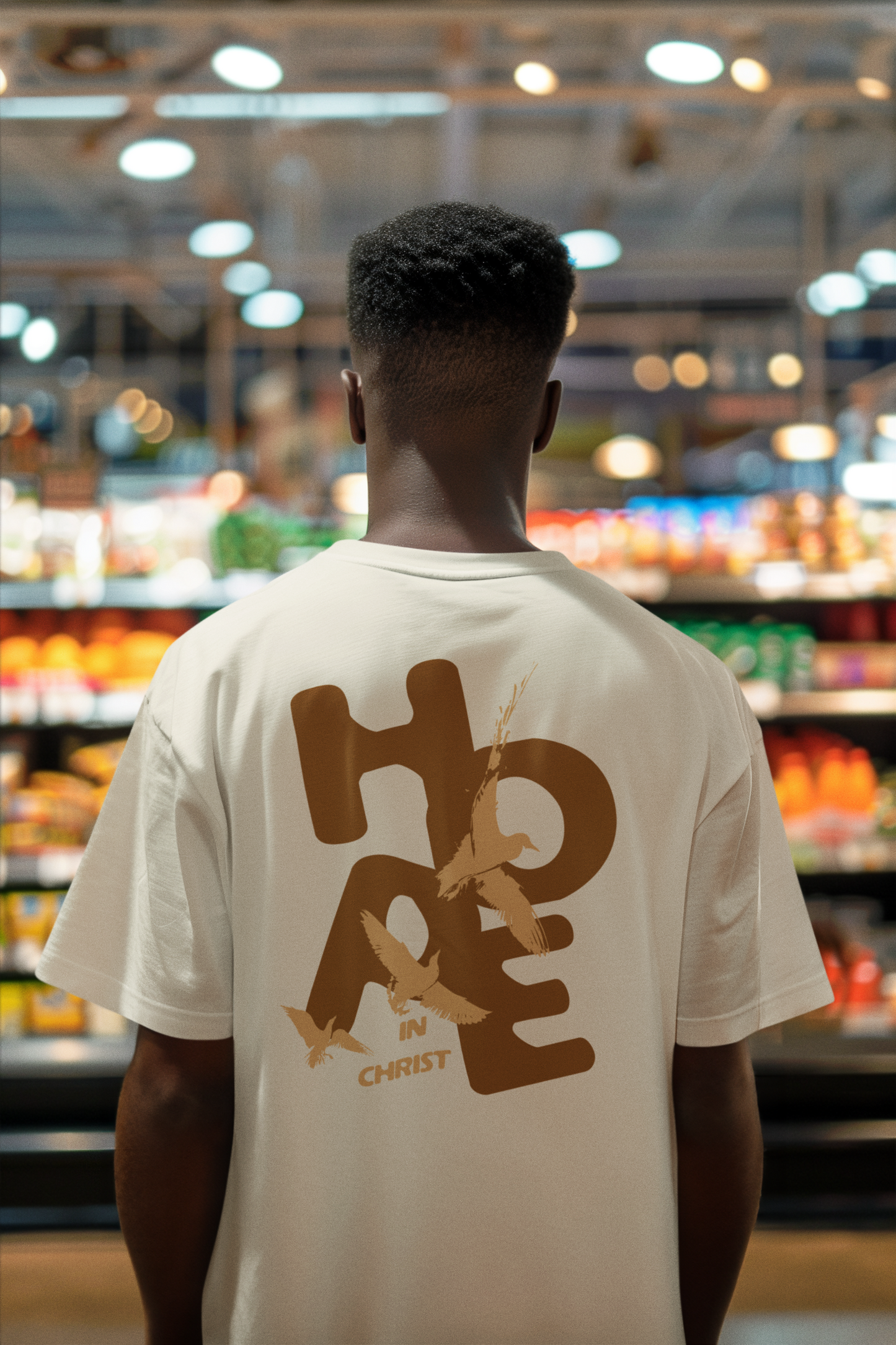 Oversized Faded Bone T-Shirt – "Hope in Christ" Edition